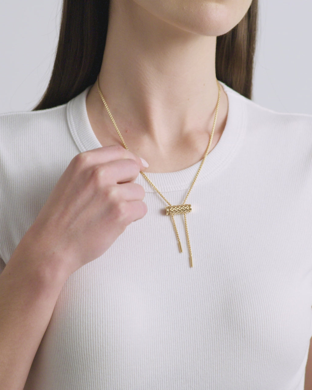 Gold Latch Pendant on MM Chain in Rose Gold